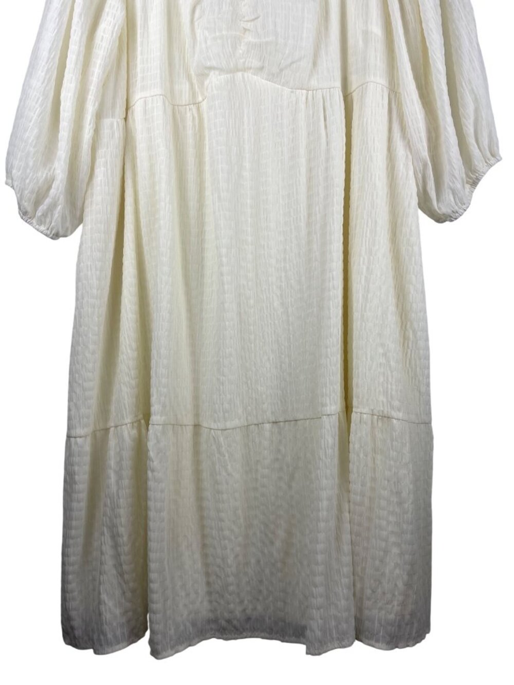 Baltic Born Cream Textured Midi Dress 3XL With Balloon Sleeves Square Neckline - Picture 2 of 9